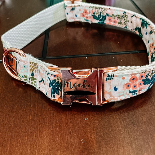Customer photo review of Girl Floral dog collar/ rifle paper co