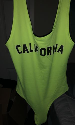 Customer photo review of Printed Tank Bodysuit - Neon Yellow