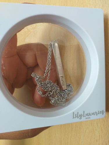 Customer photo review of Custom 3D Bar Necklace