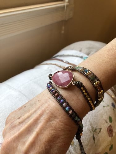 Customer photo review of Healing Rhodochrosite Wrap Bracelet