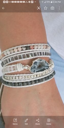Customer photo review of Healing White Labradorite Wrap Bracelet