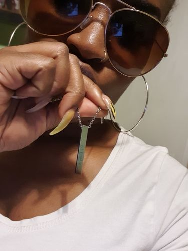 Customer photo review of Custom 3D Bar Necklace