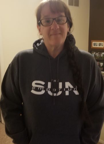 Customer photo review of Heather Grey TSE Hoodie
