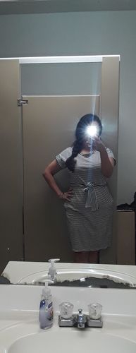 Customer photo review of 2020 Summer Women's Striped Short Sleeve T-Shirt Dress With Sashes