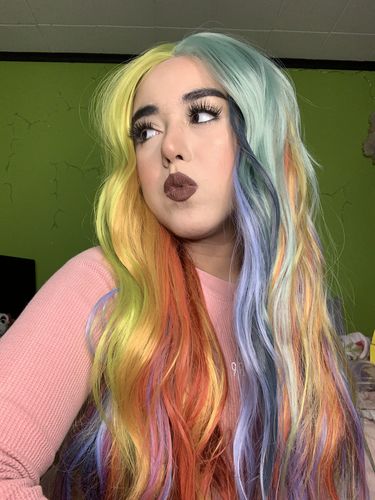 Customer photo review of Rainbow Candy|Synthetic Swiss Lace Front Wig