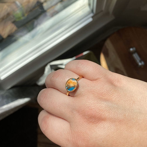 Customer photo review of Copper Turquoise, Spiny Oyster Turquoise Ring