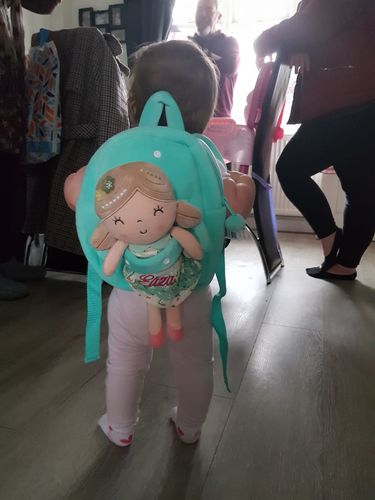 Customer photo review of Personalized Leyadoll Doll Backpack (Green)