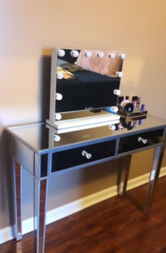 Customer photo review of Hollywood Vanity Mirror with Lights, Dimmable 12pcs LED Bulbs with 3 Color Tones, Touchscreen Makeup Mirror with USB Port, Lighted Tabletop Vanity Mirror, White(L22.83 X H17.5 Inch)