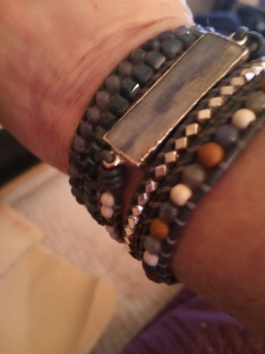 Customer photo review of Healing Silver Blue Topaz Wrap Bracelet