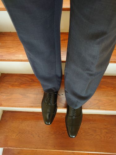Customer photo review of PASSUS SHOES Handmade "Winston" Black Boxcalf Cap Toe Oxford Shoes NEW