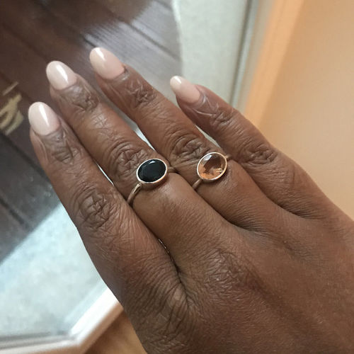 Customer photo review of Morganite ring, Blush Silver ring