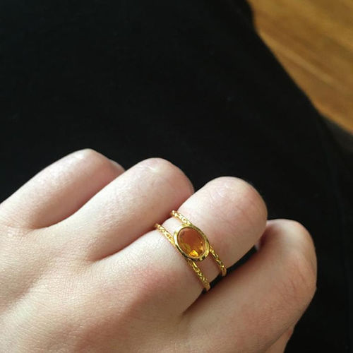 Customer photo review of Citrine Ring Double band Hammered Finish Ring