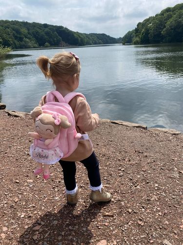 Customer photo review of Personalized Leyadoll Doll Backpack (Strawberry) - 2 Skin Tones