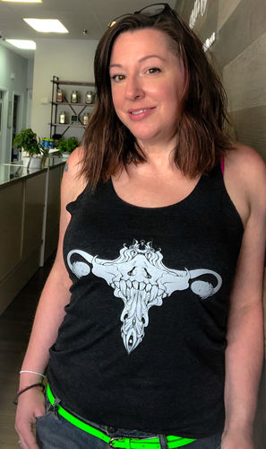 Customer photo review of Death Metal Uterus, Ladies Racerback Tank Top, Black