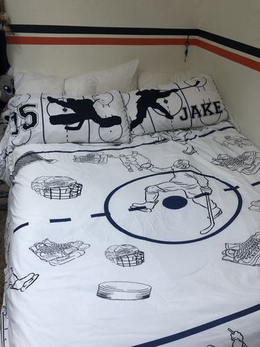 Customer photo review of Personalized Hockey Bedding Set