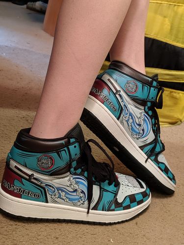 Customer photo review of Tanjiro Water Breathing Sneakers Demon Slayer Custom Anime Shoes