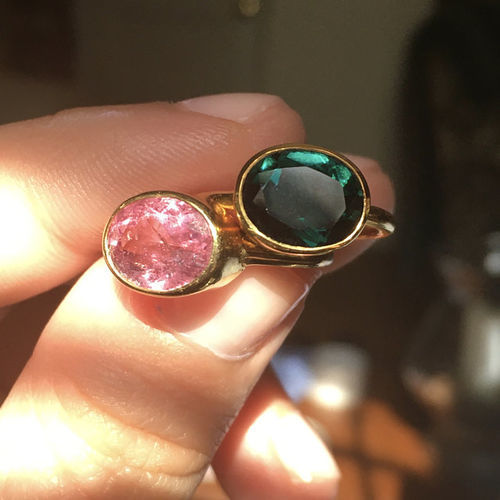 Customer photo review of 14k Tourmaline Ring, Gold Ring, Multi Tourmaline Ring