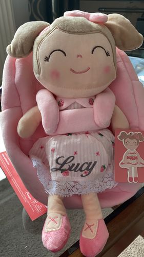 Customer photo review of Personalized Leyadoll Doll Backpack (Strawberry) - 2 Skin Tones