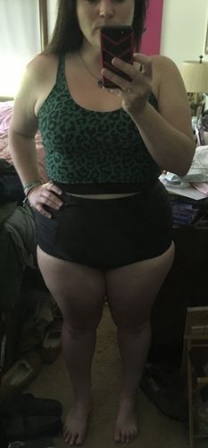 Customer photo review of The Lounger Top | Green Leopard Print