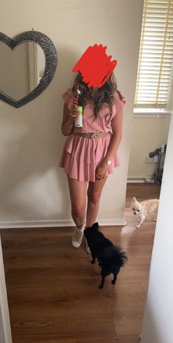 Customer photo review of Asymmetric Ruffle Dress - Pink A86