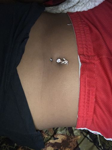 Customer photo review of Rose Gold Playboy Bunny Dangle Belly Button Ring