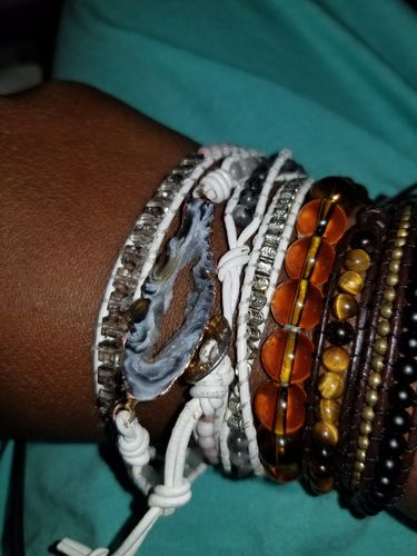 Customer photo review of Healing White Labradorite Wrap Bracelet