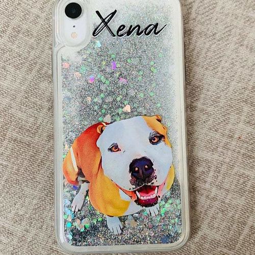 Customer photo review of Personalized Dog Glitter iPhone Case