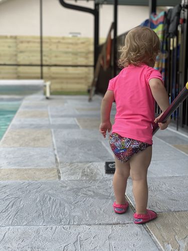 Customer photo review of Cheeky Cloth One Size Reusable Swim Diaper "Back in Black"
