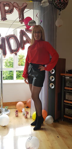 Customer photo review of Eco Leather High Waisted Shorts Black X194