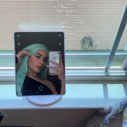 Customer photo review of Aquamarine Crystal|Synthetic Swiss Lace Front Wig