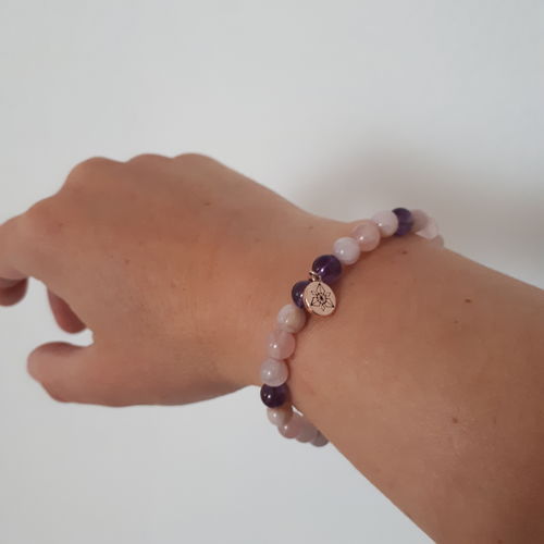 Customer photo review of Bracelet « Amour » Améthyste, Kunzite et Quartz rose - Or rose 18K - 6mm
