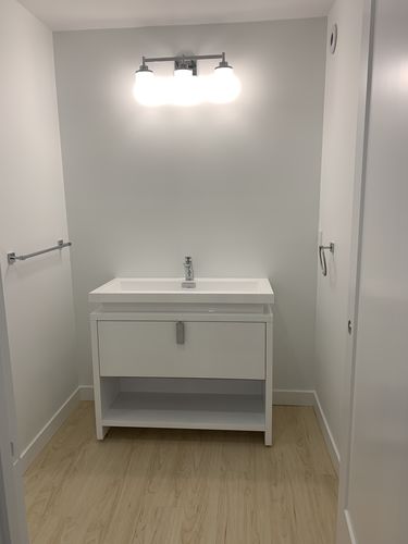 Customer photo review of LEVI- 40" High Gloss White, Floor Standing Modern Bathroom Vanity With Cubby Hole