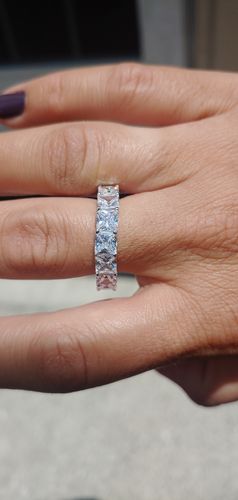 Customer photo review of Louilyjewelry Sterling Silver Eternity Princess Cut Wedding Band