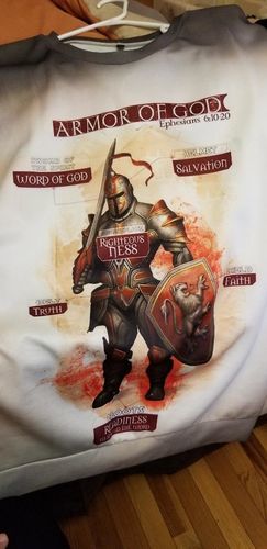 Customer photo review of Knight Templar Jesus Saves Hoodie 3D Full Printing