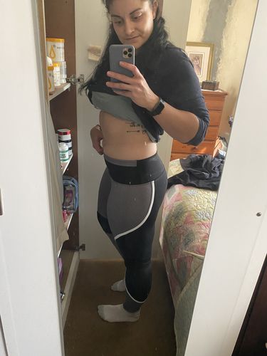 Customer photo review of AR 1561 - Plain Colourblock Tights with Mesh Knees