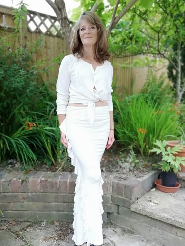 Customer photo review of Bamboo Spanish Skirt White