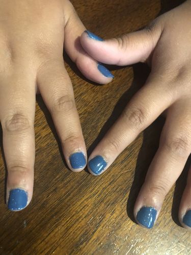 Customer photo review of GHDip Dip Powder Nail Kit G6406(Shimmer Blue&Black Color)