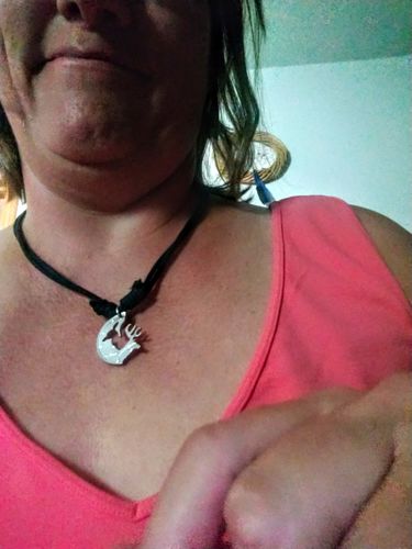 Customer photo review of Buck and Doe on Black Cord Necklaces, Interlocking Love Quarter,Couples Puzzle
