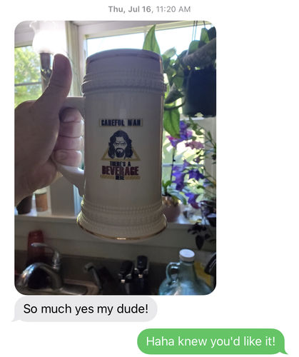 Customer photo review of Beverage Here 2 Beer Stein 22oz