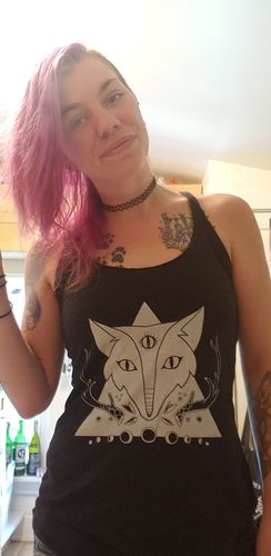 Customer photo review of Fox With Third Eye Racerback Tank On Black