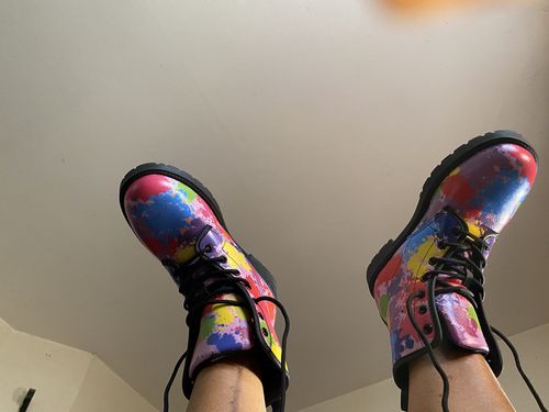 Customer photo review of Color Splatter Ladies Boots