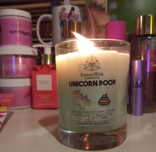 Customer photo review of Unicorn Poop Diamond Candle
