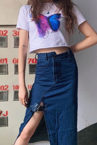 Customer photo review of Fashion butterfly print crop top t-shirt