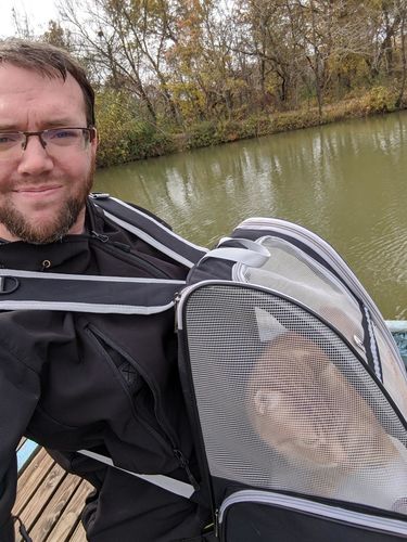 Customer photo review of Cat Pet Carrier Fully Ventilated Style Backpack