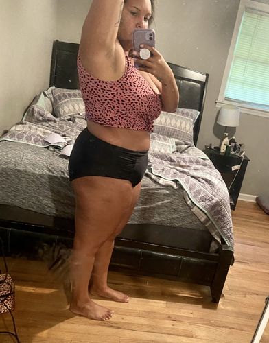 Customer photo review of Traveler Top | Pink Animal Print | Final Sale