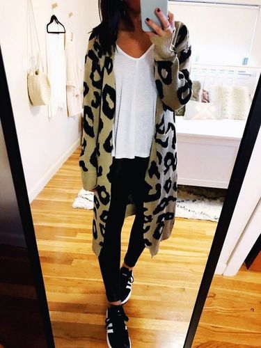 Customer photo review of Leopard Thin Cardigan With Pockets