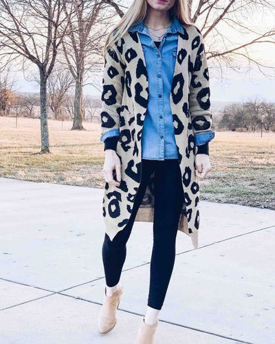 Customer photo review of Leopard Thin Cardigan With Pockets