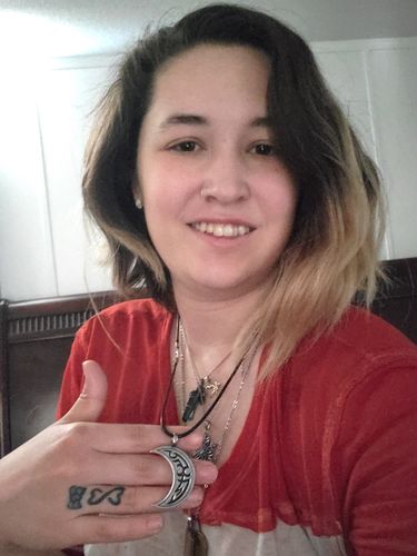 Customer photo review of Waning Crescent Moon Necklace