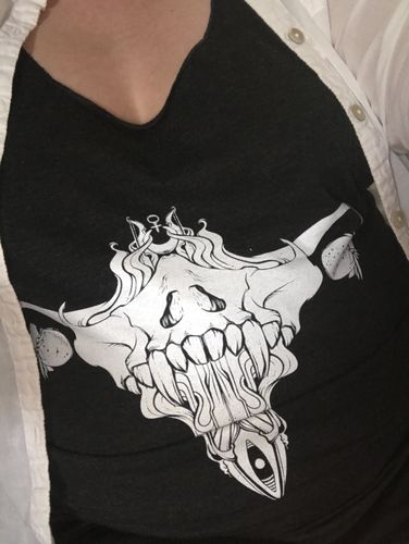 Customer photo review of Death Metal Uterus, Ladies Racerback Tank Top, Black