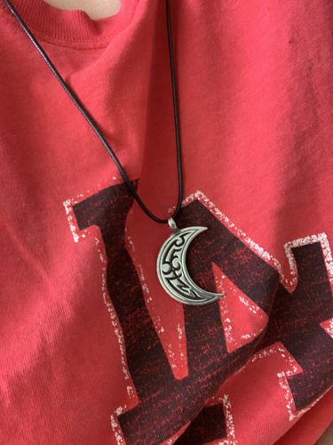 Customer photo review of Waning Crescent Moon Necklace